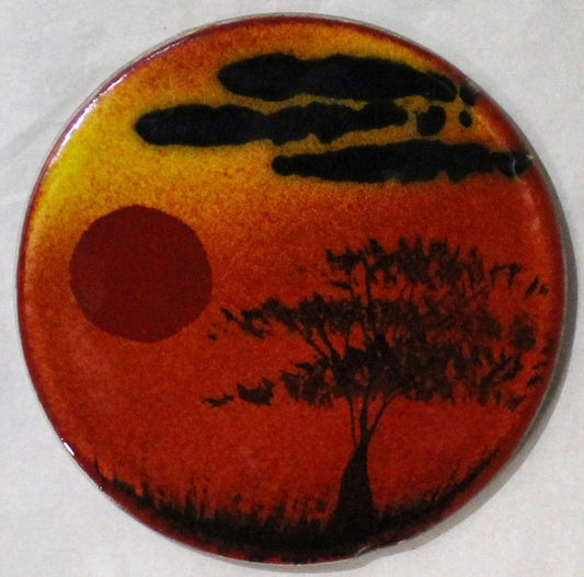 Ceramic hand painted coaster cork backed for protection - Studio Poole African Sky design