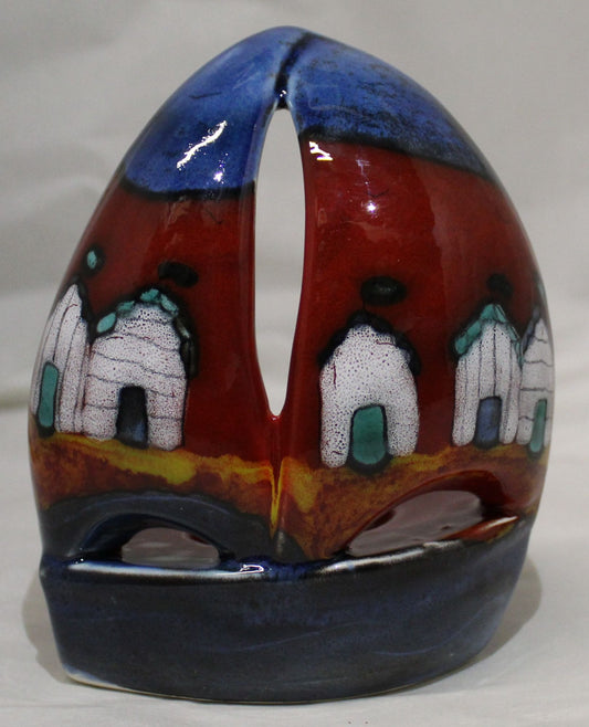 Tealight holder - Studio Poole Red Beach Huts design