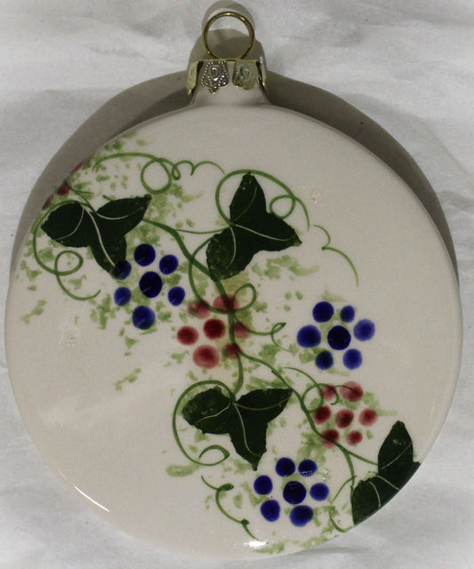 Studio Poole Winter Vine design - Flat Ceramic Decorative Hanging Bauble