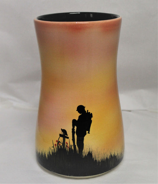Hand Thrown 9 inch Vase - Mourning Rifleman - Orange