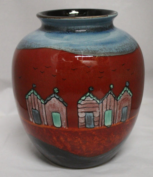 Bulbous Vase - Red Beach Huts