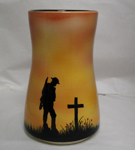 Hand Thrown 9 inch Vase - Mourning Soldier - Orange