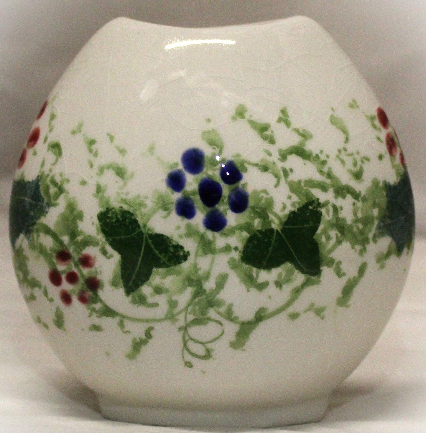 Hand-thrown, Mini Purse Vase - Winter Vine design