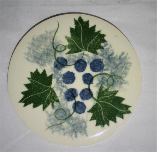 Ceramic hand painted coaster cork backed for protection - Studio Poole Vinyard design