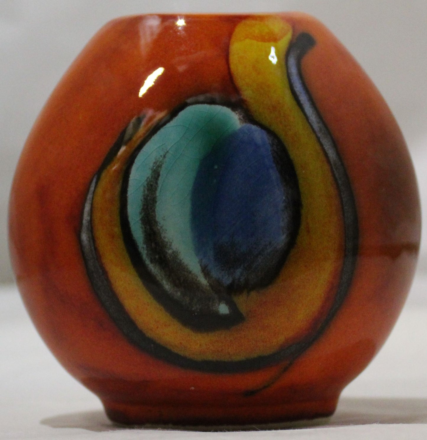 Hand-thrown, Mini Purse Vase - Peacock design