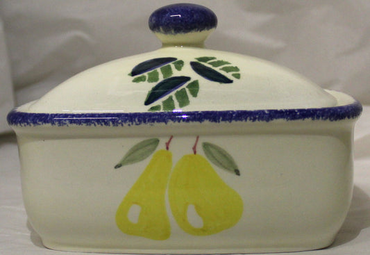 Butter Dish - Studio Poole Dorset Fruits design - Pears
