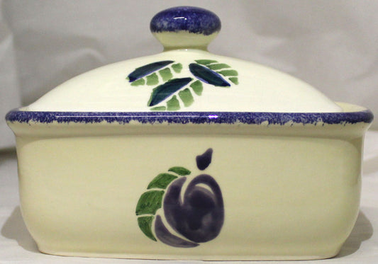 Butter Dish - Studio Poole Dorset Fruits design - Plums