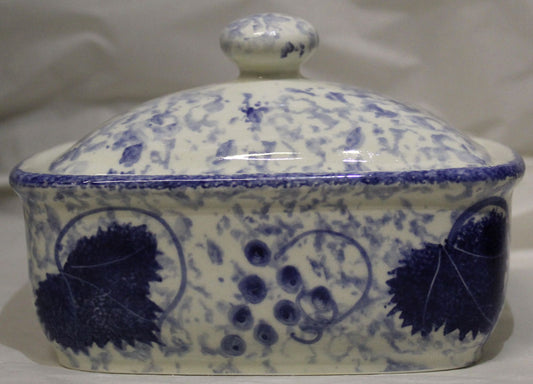 Butter Dish - Studio Poole Blue Vine design