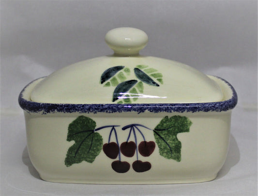 Butter Dish - Studio Poole Dorset Fruits design - Cherries