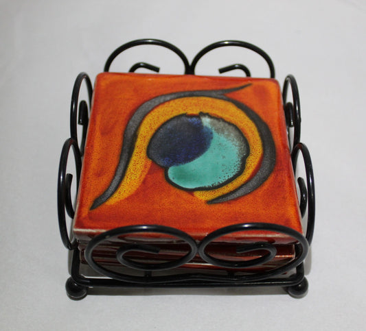 Coasters - Set of 4 - Studio Poole Peacock design