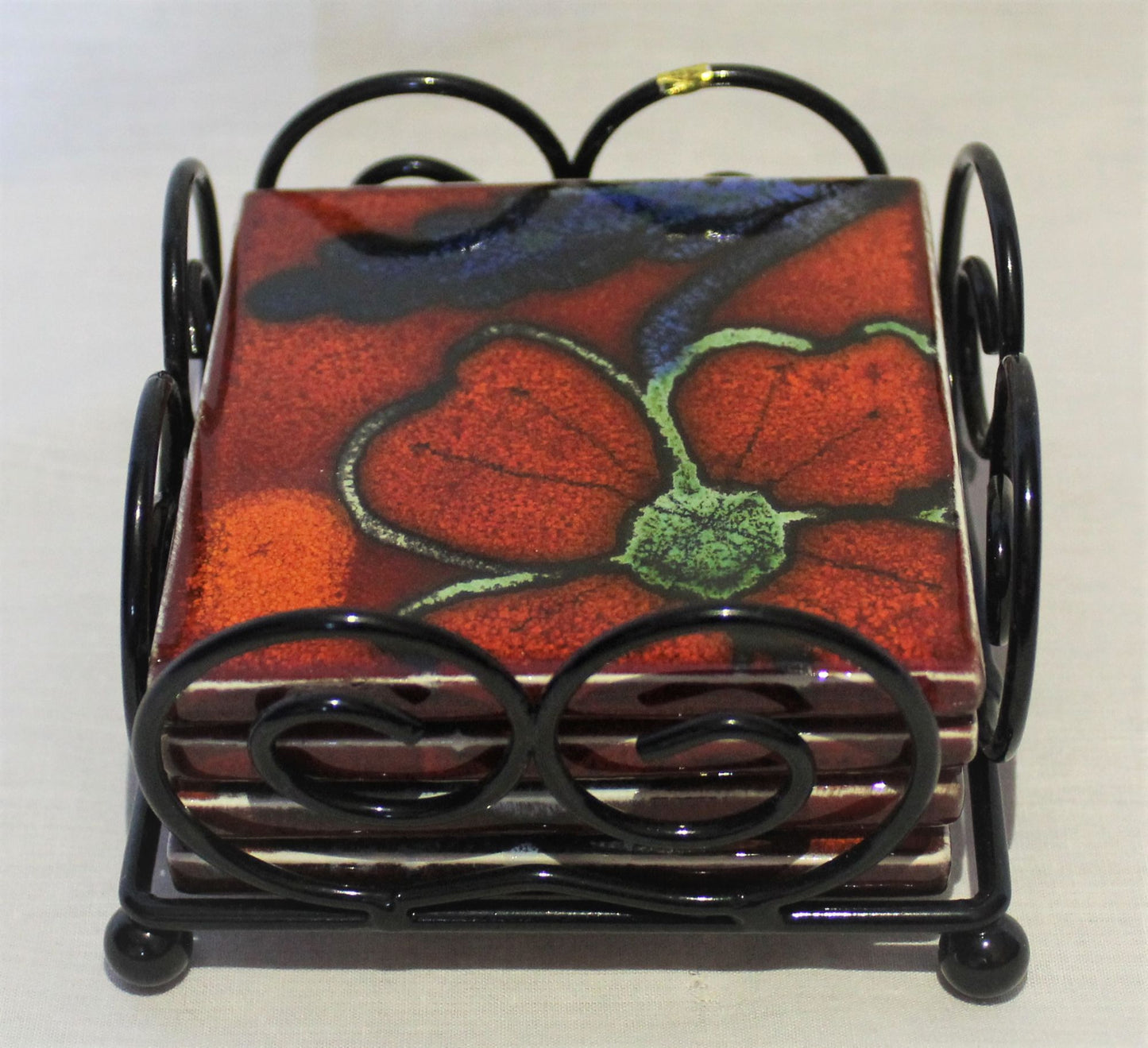 Coasters Cork Backed- Set of 4 - Studio Poole Poppyfield Design