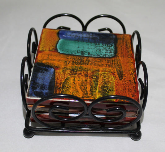 Coasters Cork backed - Set of 4 - Studio Poole Gemstones design