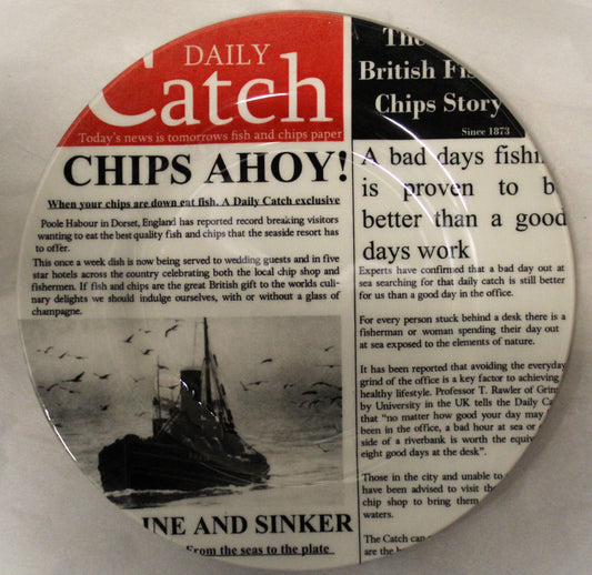 Poole Pottery Side Plate - Fish & Chips Newspaper design
