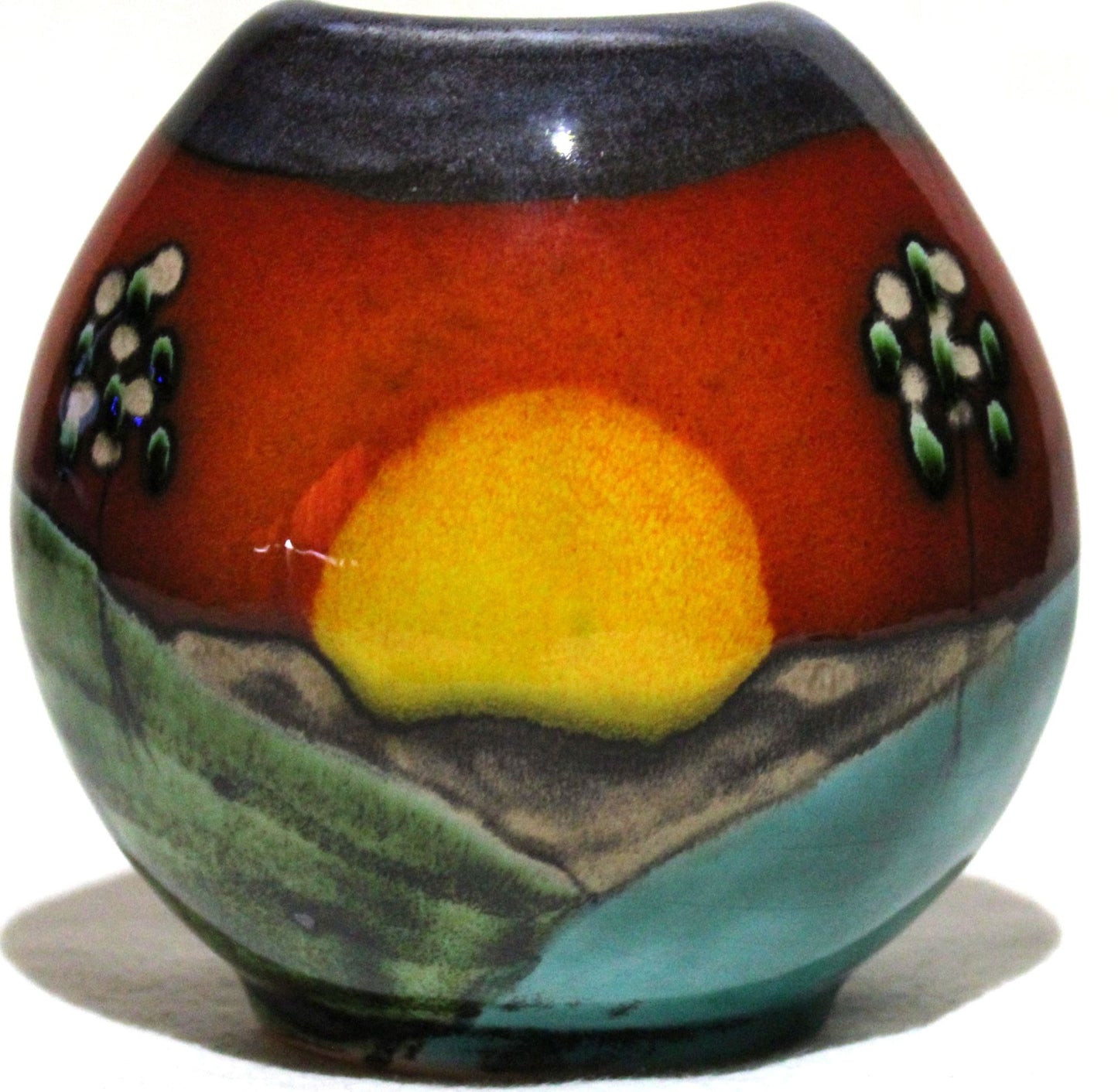 Hand-thrown, Mini Purse Vase - Sunrise design