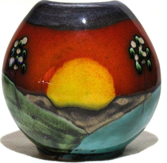 Hand-thrown, Mini Purse Vase - Sunrise design