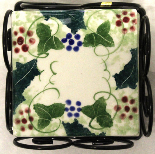 Coasters Cork backed - Set of 4 - Studio Poole Winter Vine design