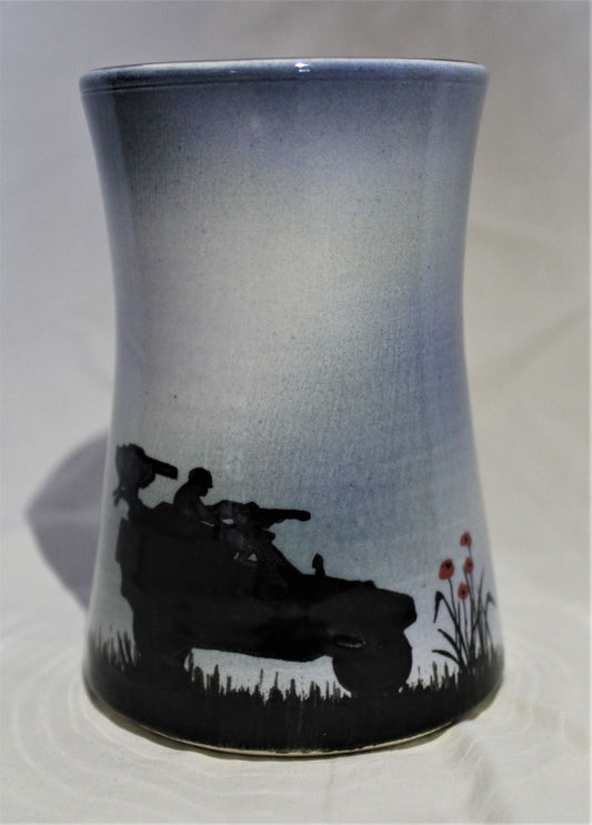 Hand Thrown 4 inch Vase - Active Combat - Blue