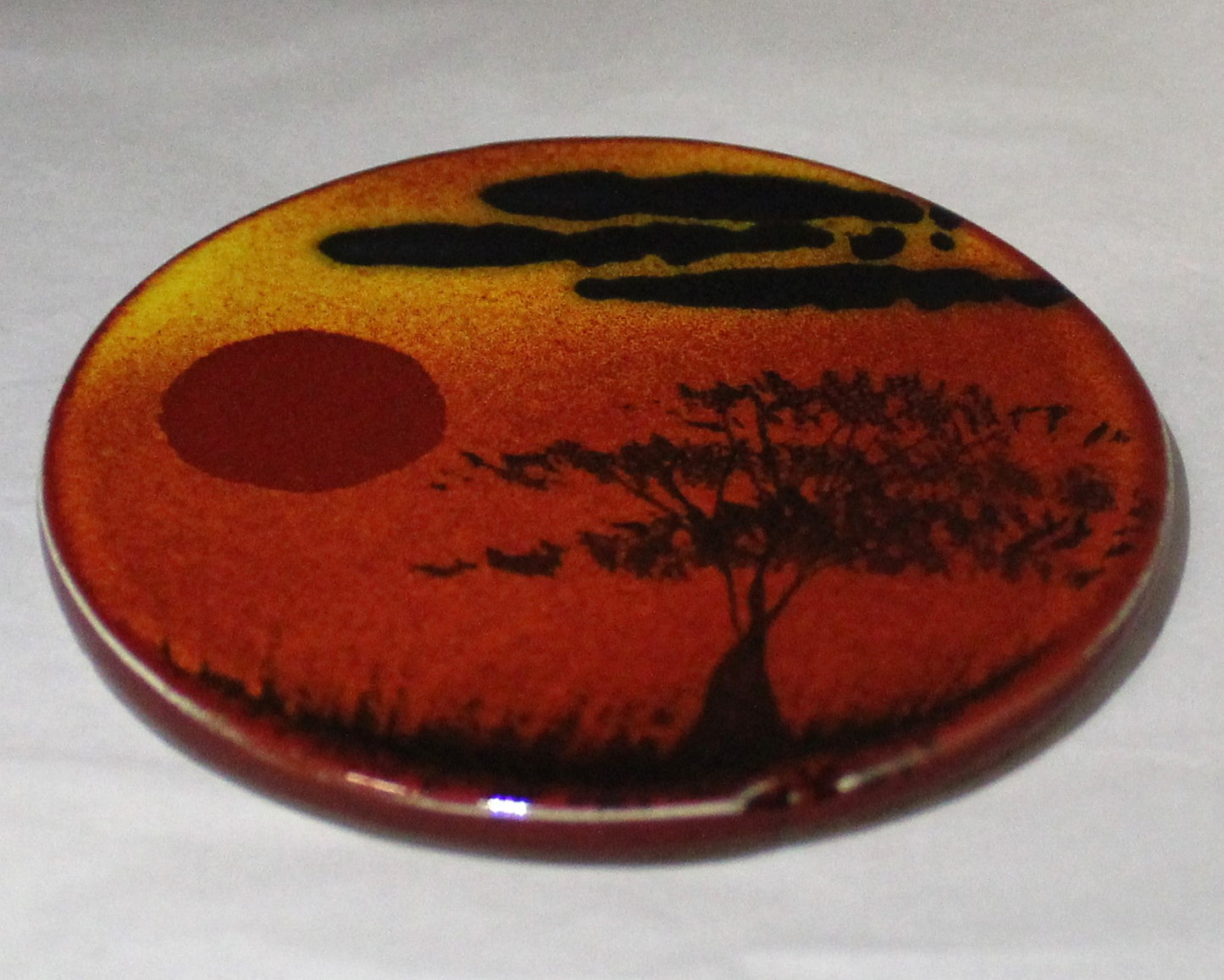 Ceramic hand painted coaster cork backed for protection - Studio Poole African Sky design