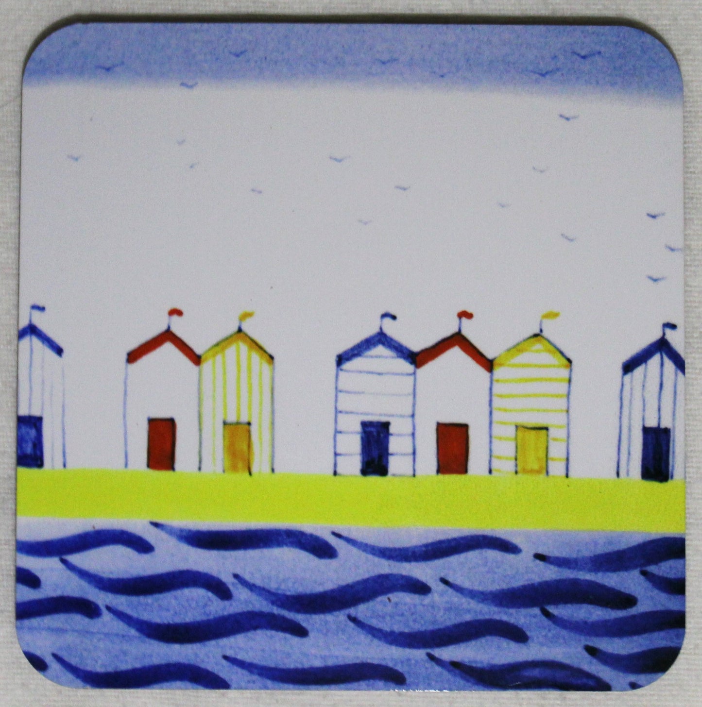 MDF Coaster - Studio Poole Beach Huts design