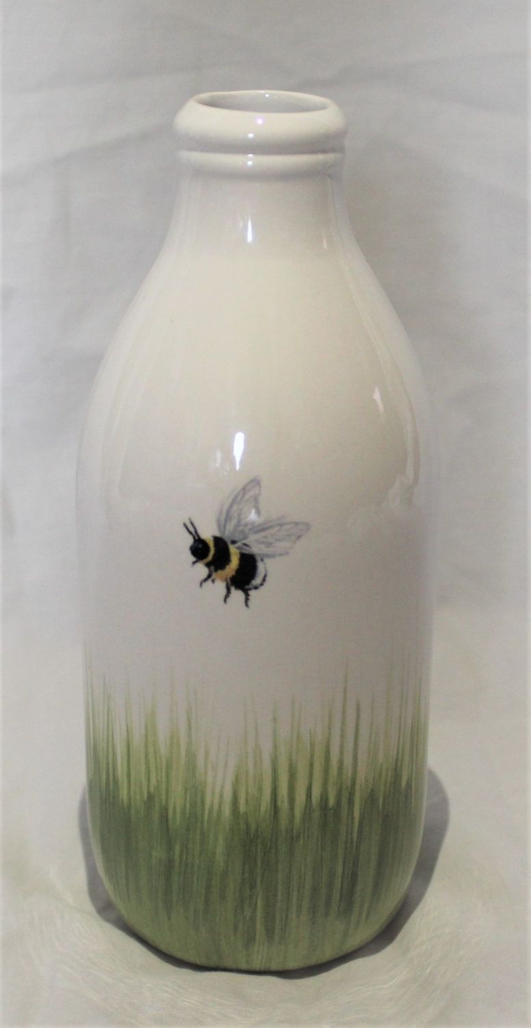 Milk Bottle Vase - Bees design