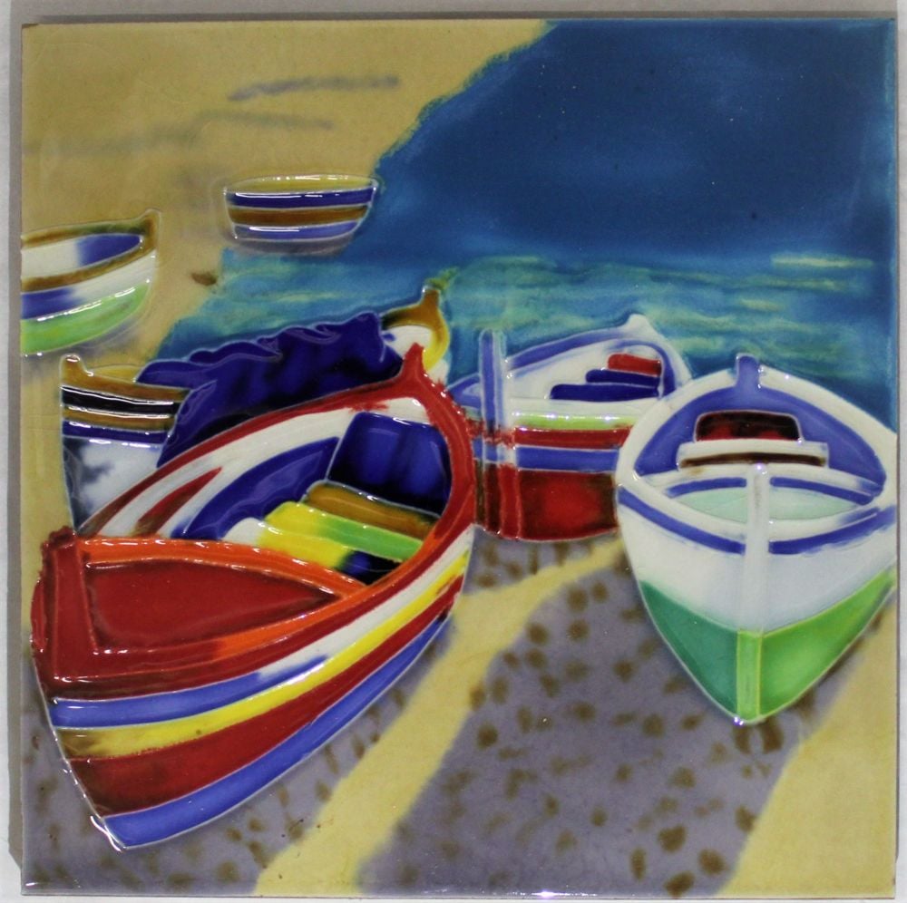 Ceramic Trivet - Colourful Boats