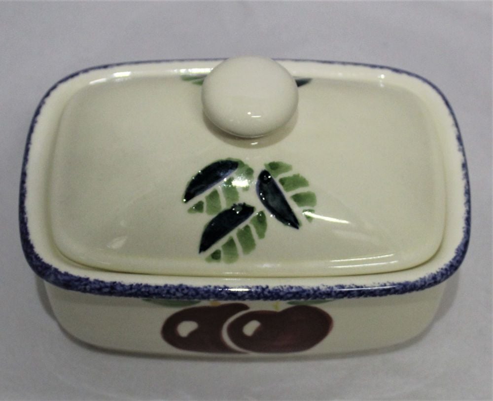 Butter Dish - Studio Poole Dorset Fruits design - Apples