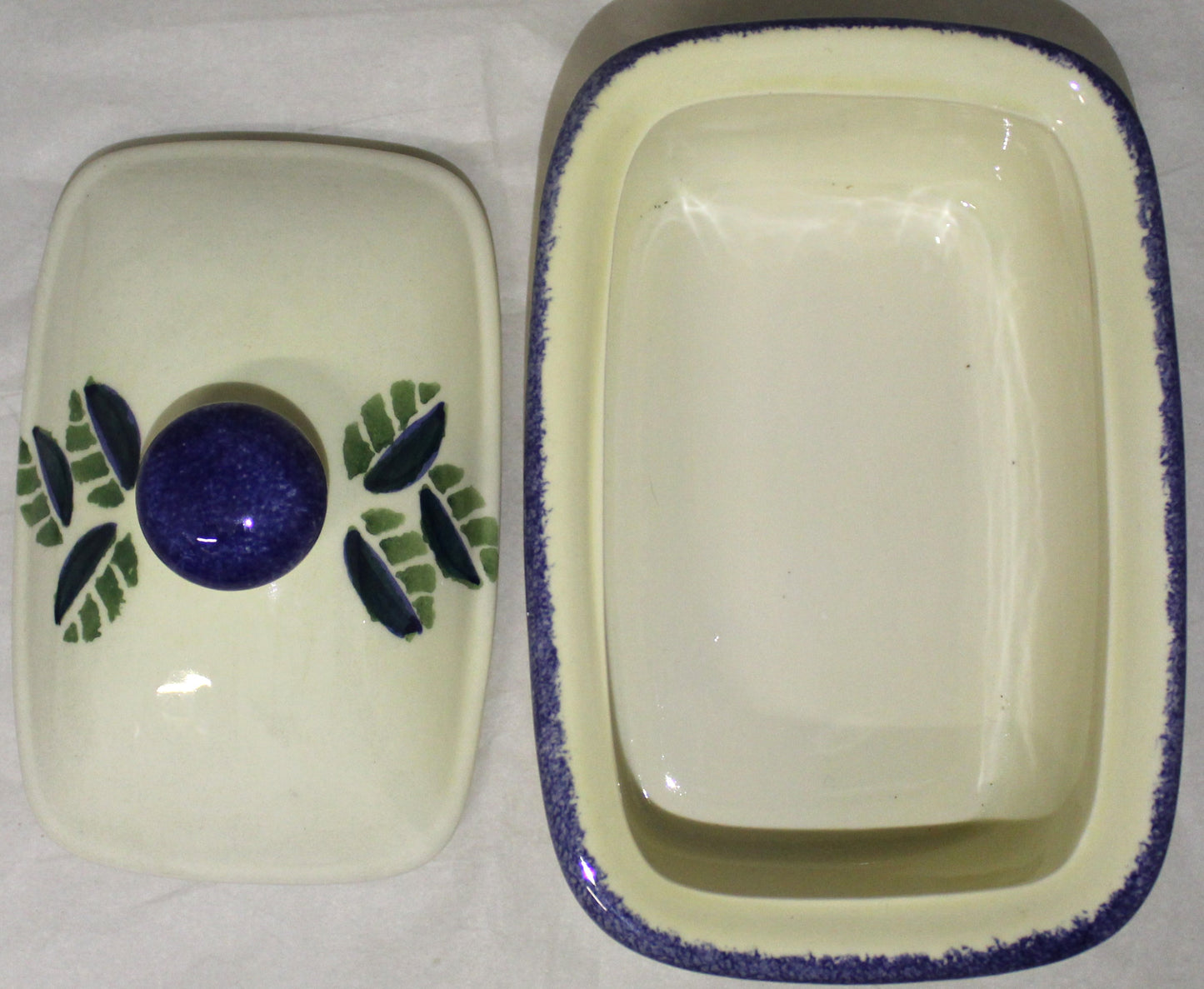 Butter Dish - Studio Poole Dorset Fruits design - Plums