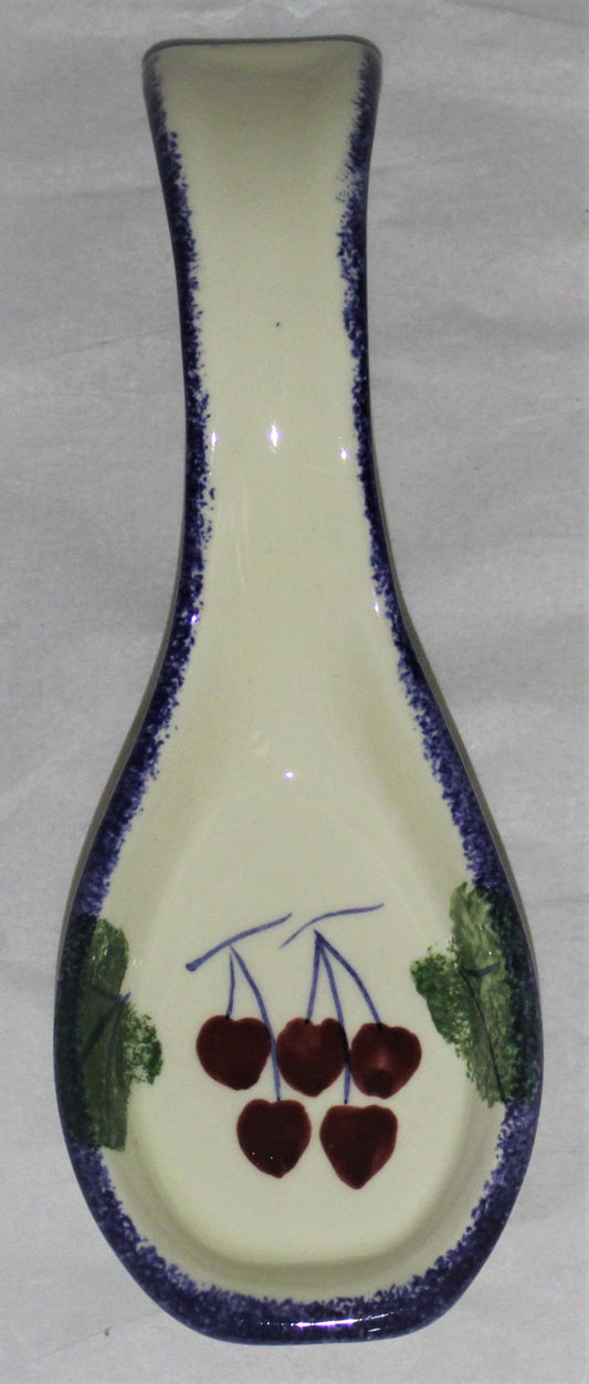 Small Spoon Rest - Studio Poole Dorset Fruits Cherries design