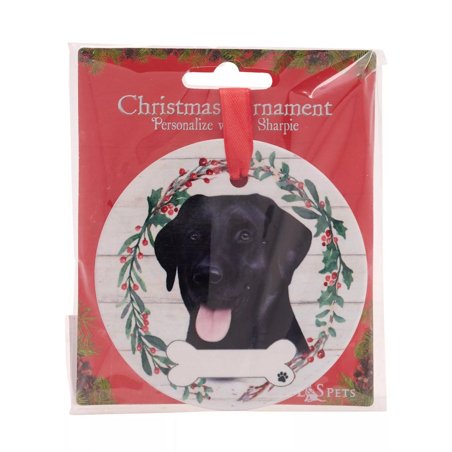 E&S Pets Black Labrador Hanging Wreath Decoration