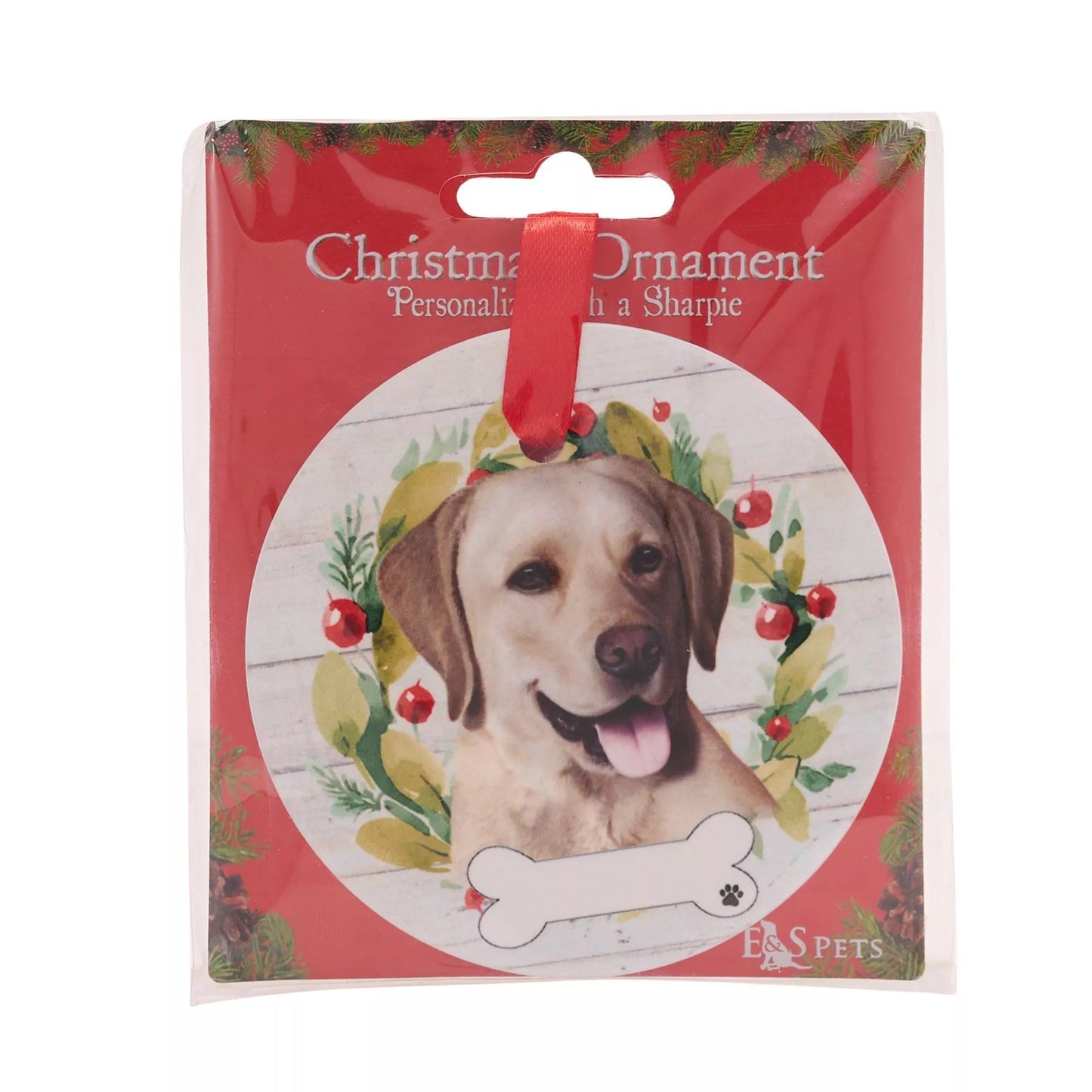 E&S Pets Yellow Labrador Hanging Wreath Decoration
