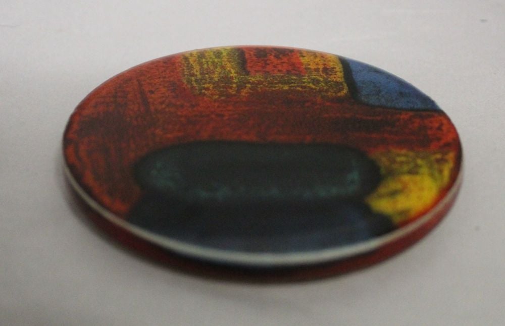 Ceramic hand painted coaster cork backed for protection  - Studio Poole Gemstones