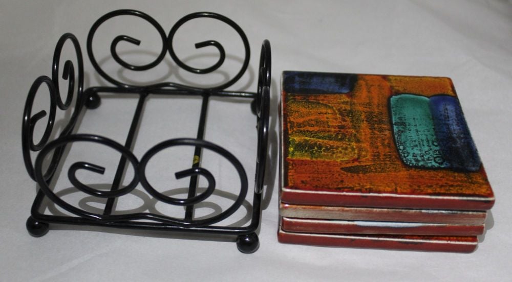 Coasters Cork backed - Set of 4 - Studio Poole Gemstones design