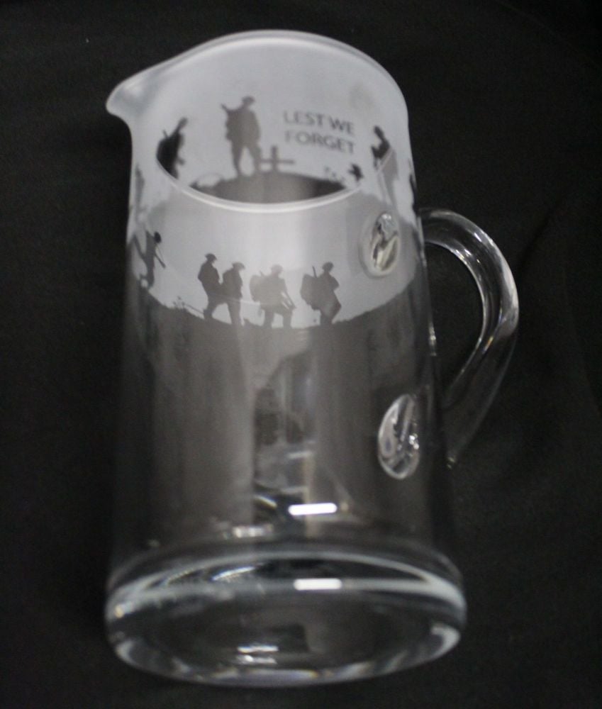 Glass Jug "Lest we forget"
