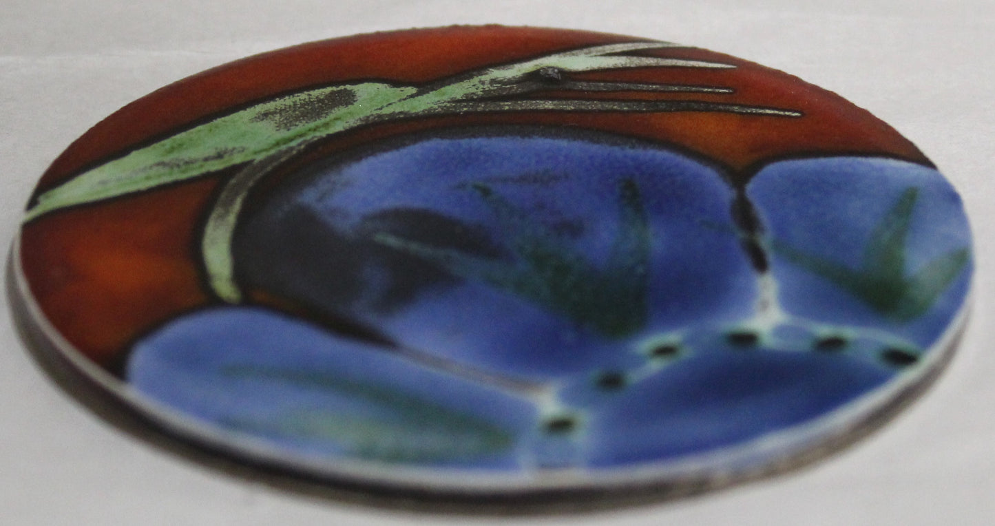 Ceramic hand painted coaster cork backed for protection - Studio Poole Himalayan Poppy