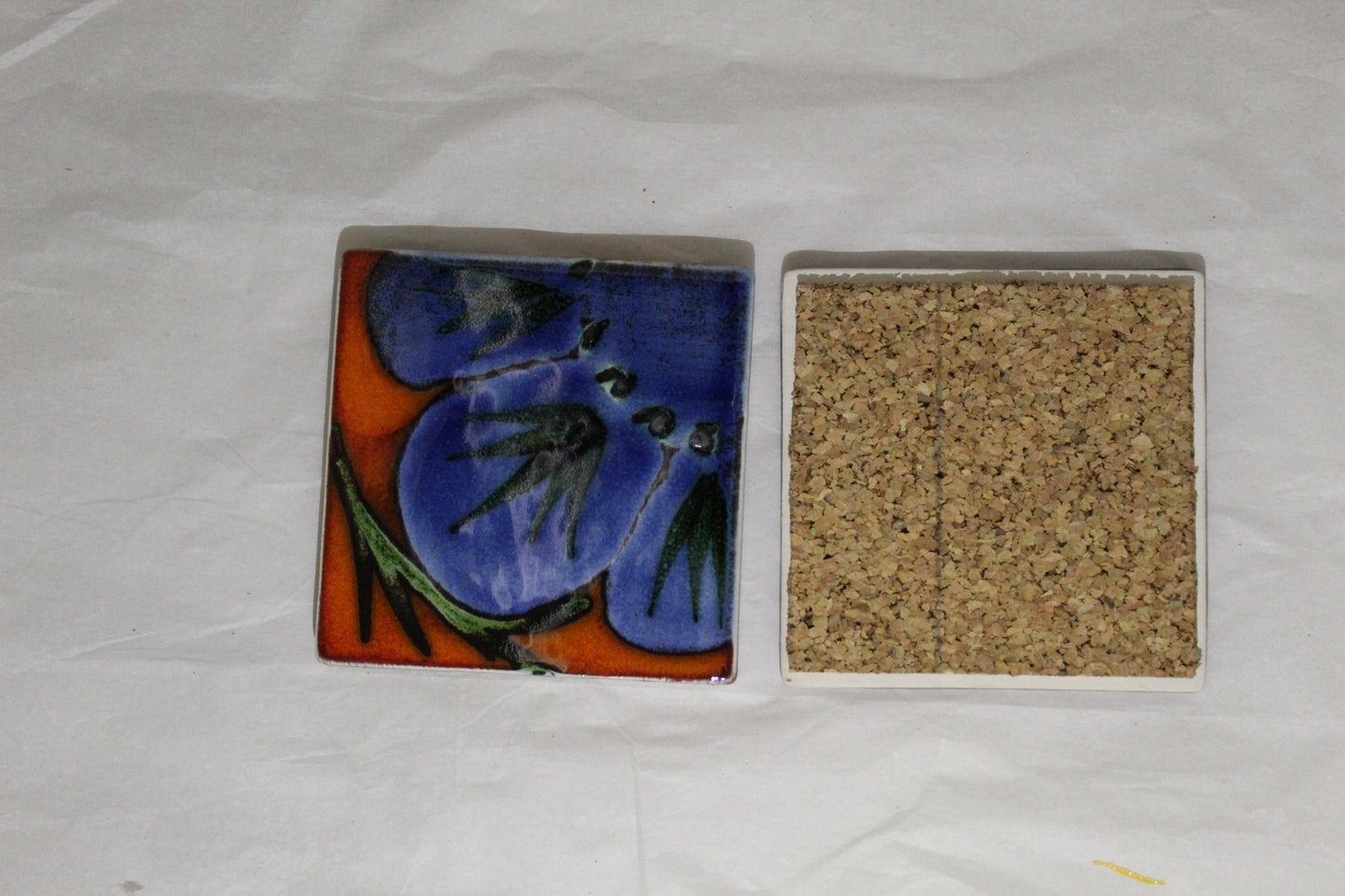 Coasters Cork Backed- Set of 4 - Studio Poole Himalayan Poppy Design