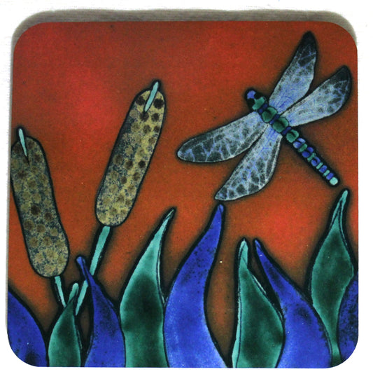 Wooden Coaster - Studio Poole Dragonfly design