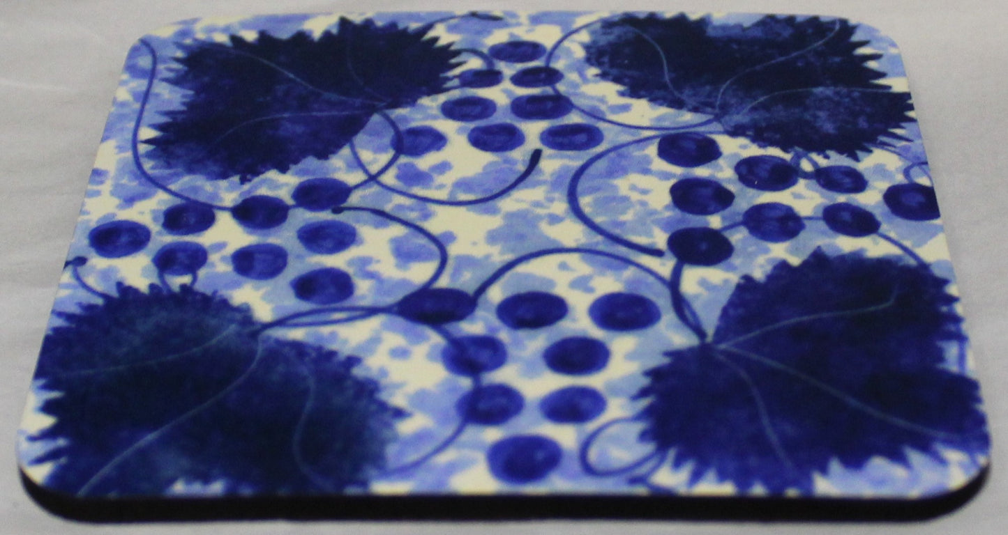 Wooden Coaster - Studio Poole Blue Vine design