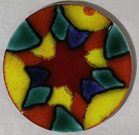 Ceramic hand painted coaster cork backed for protection - Studio Poole Harlequin design