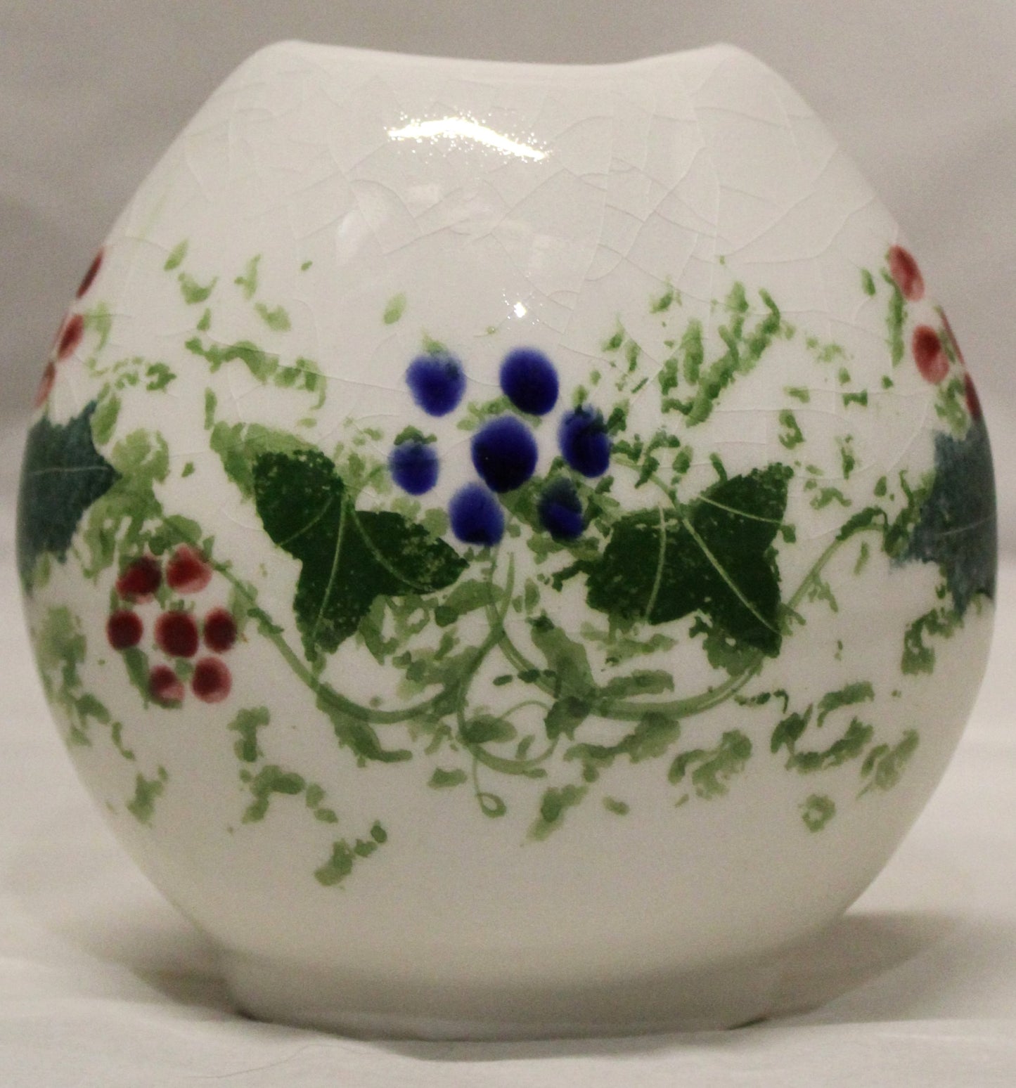 Hand-thrown, Mini Purse Vase - Winter Vine design