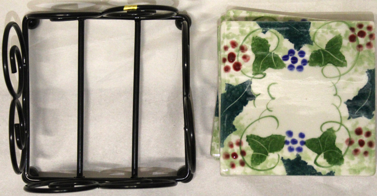 Coasters Cork backed - Set of 4 - Studio Poole Winter Vine design