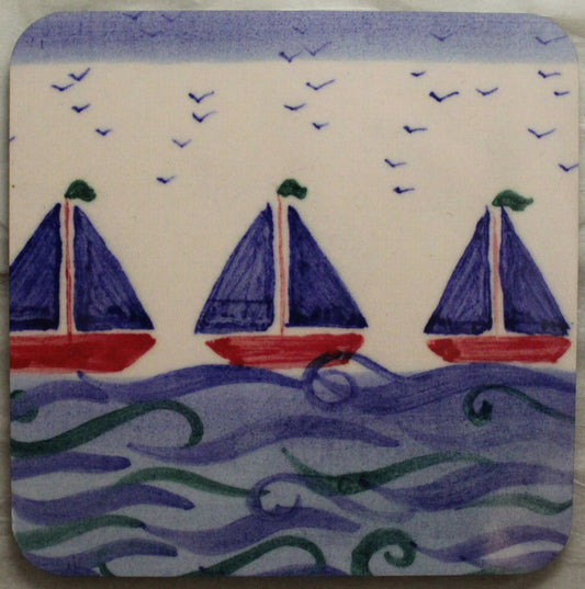MDF Coaster - Studio Poole Lorna's Boats design