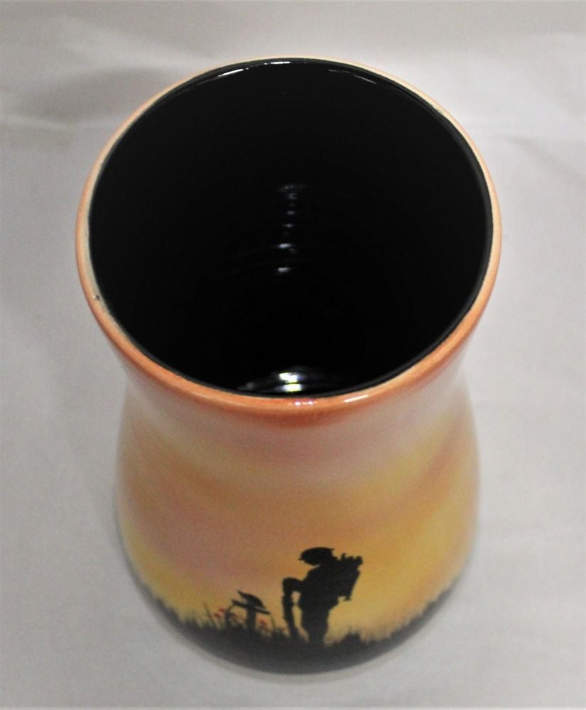 Hand Thrown 9 inch Vase - Mourning Rifleman - Orange