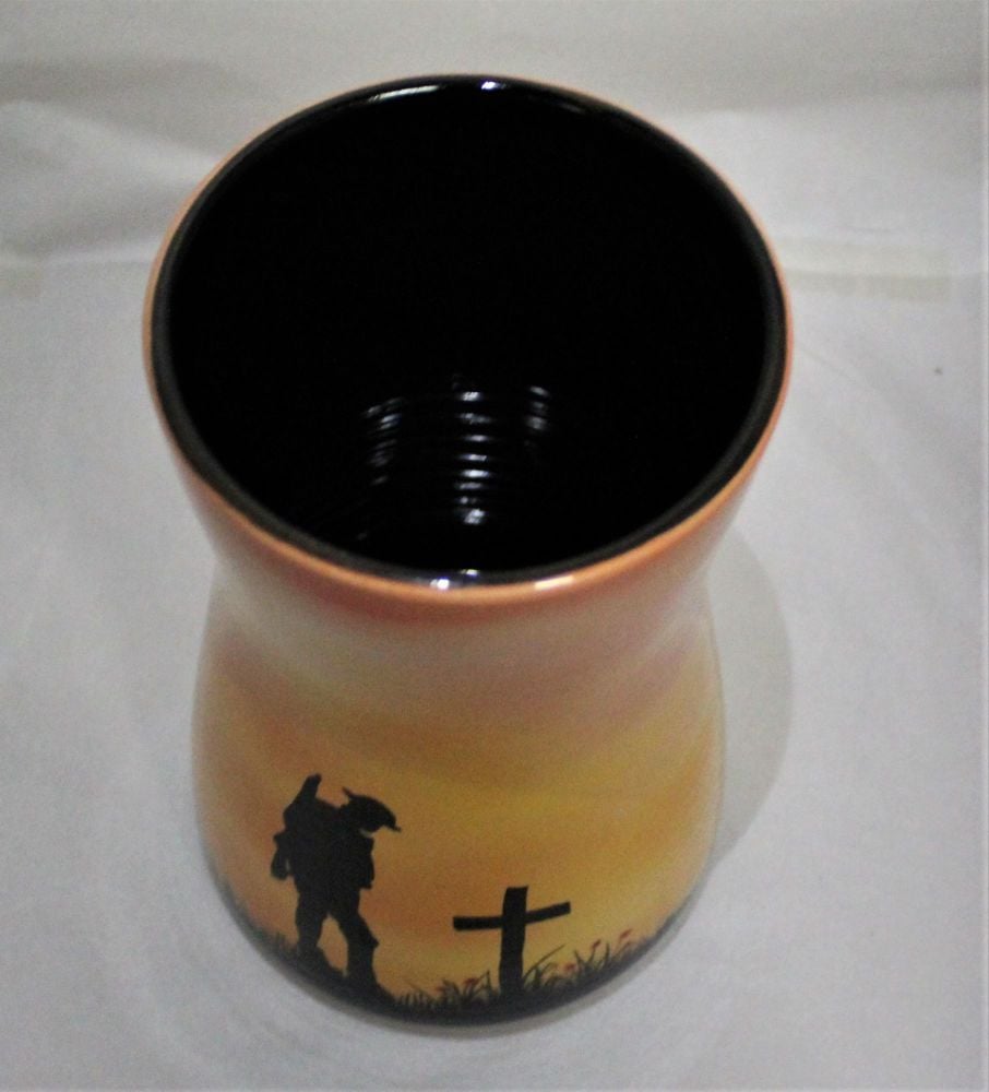 Hand Thrown 9 inch Vase - Mourning Soldier - Orange