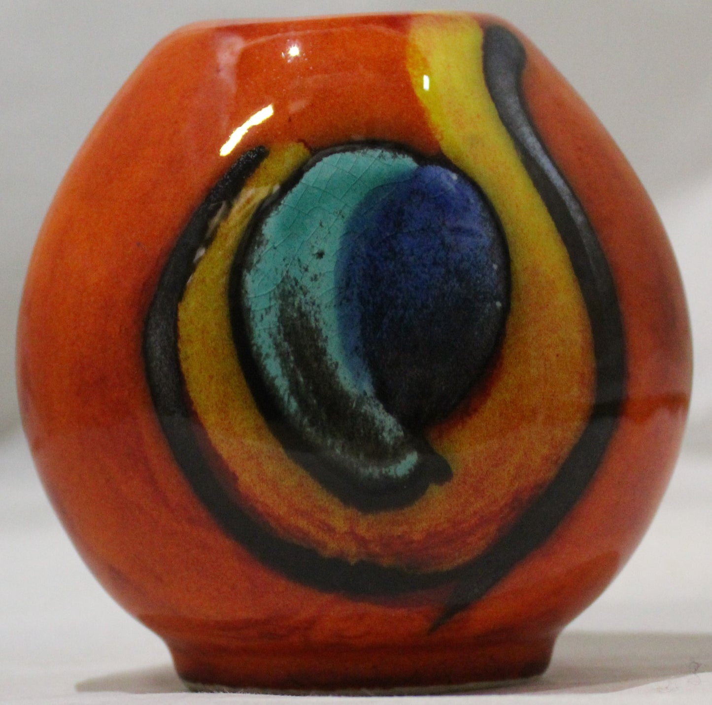 Hand-thrown, Mini Purse Vase - Peacock design