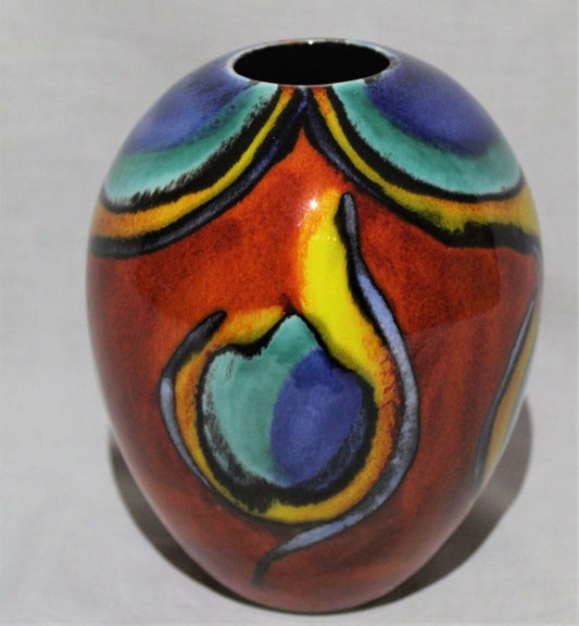 Ostrich egg Vase - Studio Poole Peacock