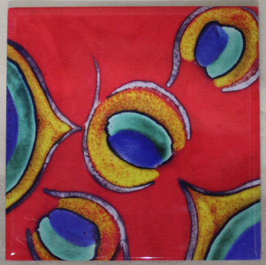 Sublimation Ceramic Coaster - Cork backed (square) - Studio Poole Peacock design