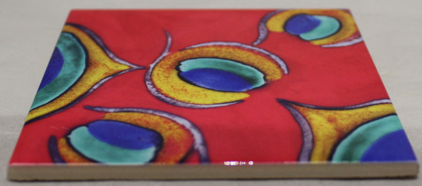 Sublimation Ceramic Coaster - Cork backed (square) - Studio Poole Peacock design