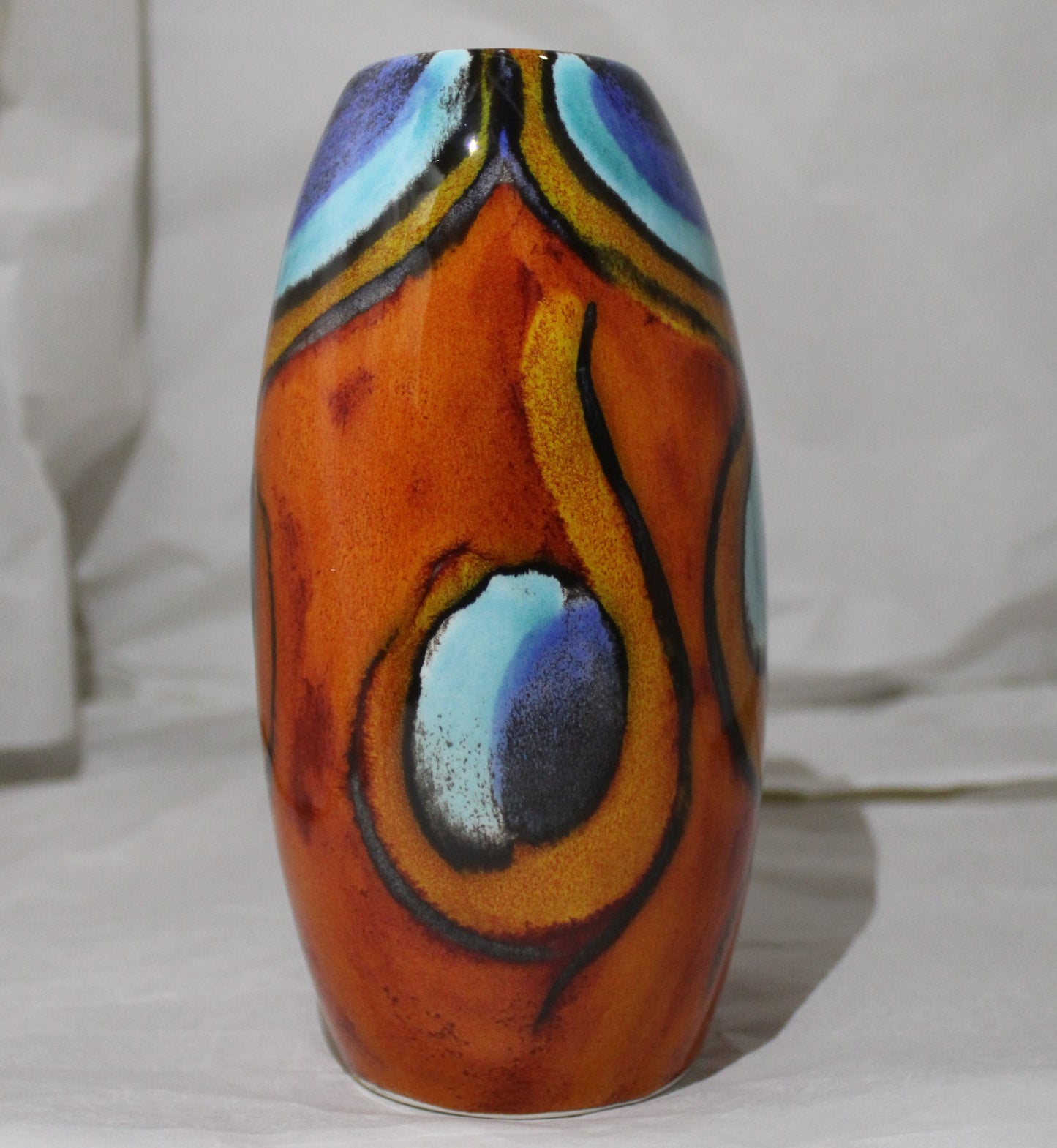 Torpedo Vase - Studio Poole Peacock