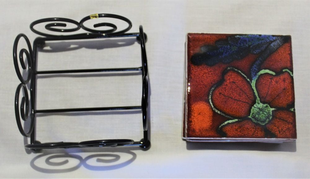 Coasters Cork Backed- Set of 4 - Studio Poole Poppyfield Design