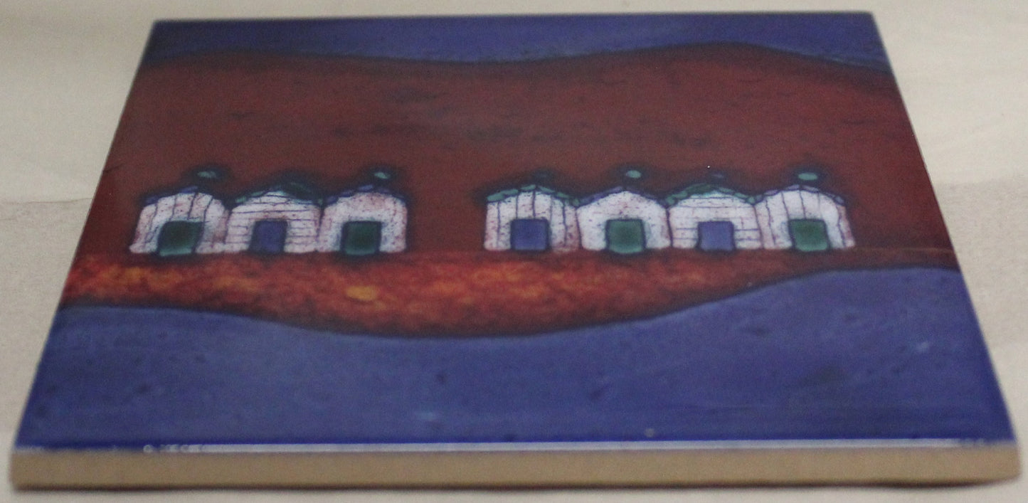 Sublimation Coaster - Cork backed (square) - Studio Poole Red Beach Huts design
